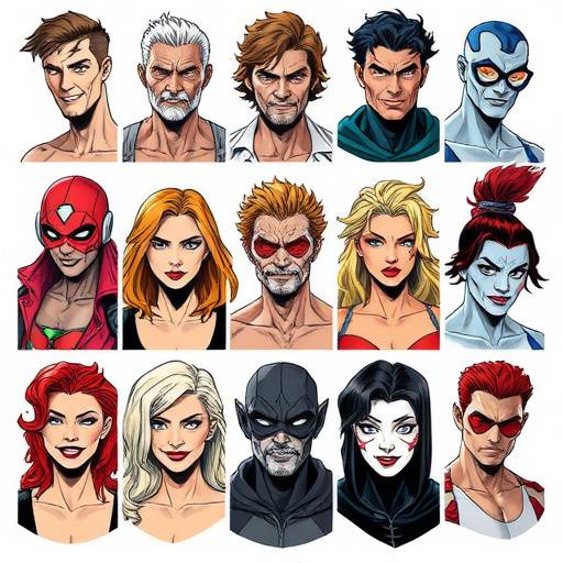 A diverse range of comic book character designs