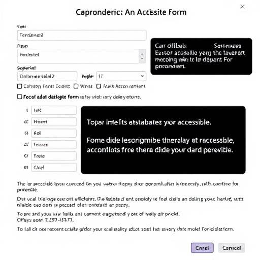 A form with properly labeled fields, clear instructions, and easily accessible error messages, making it user-friendly for people with disabilities.