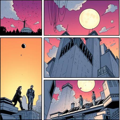 Example of different perspective techniques in a comic panel